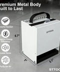 Upgraded Solder Fume Extractor With High Suction And HEPA Filtration Portable Smoke Purifier showing dimensions and metal body