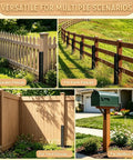 Heavy Duty Steel Fence Post Repair Kit 4 Pack Quick Fix For Leaning 4X4 And 6X6 Wood Posts Outdoor Yard Anchor Stakes shown on various fence types.