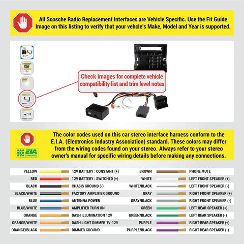 Wiring diagram for Plug And Play Double DIN Radio Installation Dash Kit For 2007 To 2012 BMW 3 Series