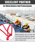 Pro Grade Roof Eaves Seam Bender For Standing Seam Metal Roofing, Converts 90 Degree Edges To 180 Degree Hem with use example.