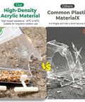 Comparison of high-density acrylic Clear Window Bird Feeder With Strong Suction Cups and broken plastic feeder.