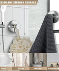 Suction Cup Hooks for Shower and Bathroom No Drill Installation with towel and loofah on smooth tile, ideal for renters
