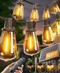 Outdoor Solar String Lights 96 Ft With Remote Control 30 LED Bulbs Dimmable And Timable Waterproof Patio Yard Garden Gazebo Lights