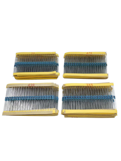 Massive 2600 Piece Resistor Kit With 130 Values From 1 Ohm To 3 Mega Ohm 1 Percent Tolerance One Quarter Watt Metal Film Resistors