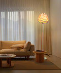 Artichoke Design 68 Inch Tall Free Standing LED Floor Lamp With Multi Panel Wooden Shade For Living Room Ambience