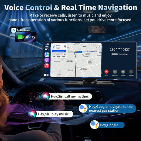 Huge 11.5 Inch Wireless CarPlay Screen With Android Auto All In One Car Stereo Touchscreen displaying navigation map in car