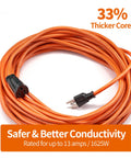 Beefed Up Heavy Duty 50 Foot Outdoor Extension Cord 16 AWG SJTW with Weatherproof PVC Jacket, 3-Prong Grounded Plug, Orange