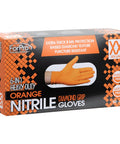 Front view of ForPro Nitrile Gloves box, orange, 8 mil, XX-Large, 100-count, diamond grip