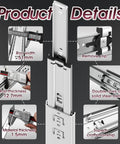 Beefy 16 Inch Drawer Slides With Full Extension, 150 Lb Load Capacity, Ball Bearing Rails, side mount details and measurements