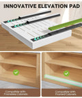 Innovative elevation pad for cabinet organization, showcasing compatibility with framed and frameless cabinets.