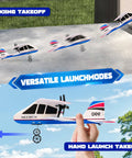 Easy To Fly RC Plane For Beginners And Kids Ages 8 To 12 And Adults With 6 Axis Gyro Stabilization Remote Control Airplane shown in takeoff modes