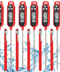 Six Pack Meat Thermometers With Probes Instant Read Digital Kitchen Thermometers For Grill BBQ Cooking with red sleeves