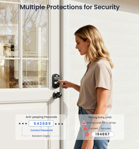 Bulletproof AI Fingerprint Deadbolt Door Lock With Durable Smart Knob Set For Next Level Home Security Zero Hassle Instant Unlock In Point Three Seconds Finished In Smooth Matte Black Exterior Trim