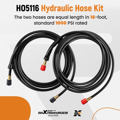 Two 16 Ft Outboard Hydraulic Steering Hose Kit HO5116 For SeaStar Teleflex Systems With Pre Attached Fittings displayed