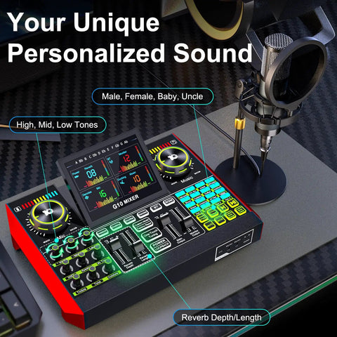 All In One Podcast Studio Bundle With Live Sound Mixer And 3.5mm Condenser Microphone P15 for PC and phone setup view