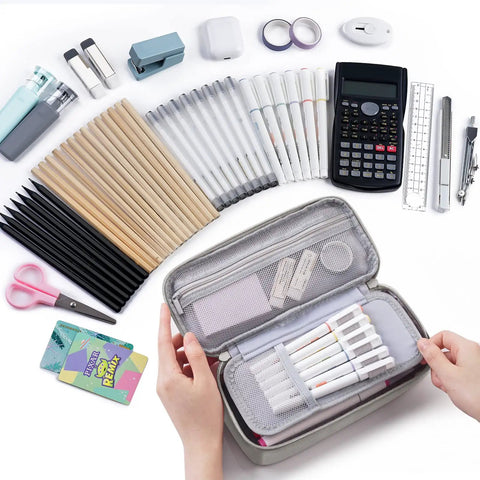 Go To Large Capacity Canvas Pencil Case With Zipper For Women And Men Big Storage Pencil Pouch Portable Organizer holds 80 pencils