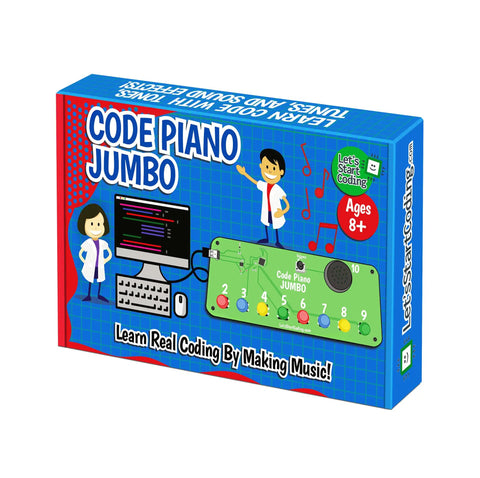 STEM Coding Toy For Kids And Teens Learn Real C Plus Plus Skills With A Built In Speaker And Arcade Style Buttons Over Twenty Online Projects To Create Songs And Sound Effects Right Out Of The Box. Code Piano Jumbo box front
