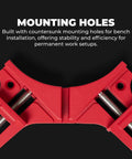 Close-up of red Right Angle Wood Clamp For Precise 90 Degree Joints In Woodworking Premium Clamp Set with mounting holes
