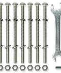 Snag This Legit Heavy Duty Headboard Bolts And Footboard Hardware Kit With Ridiculously Tough 304 Stainless Steel Nuts And Bolts For Hassle Free Bed Frame Setup Smooth Bedroom Upgrade, featuring bolts and wrench.