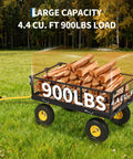 900 Lbs Heavy Duty Steel Garden Cart With 180 Degree Rotating Handle Removable Mesh Sides loaded with firewood