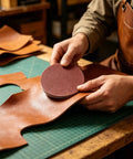 100 Pack 3 Inch 80 Grit Sanding Discs With Hook Loop Backing For Drills And Grinders on leather during workshop project.