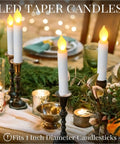 60 Piece Flameless LED Taper Candles Battery Operated With Realistic Flicker Warm White Light For Weddings And Church