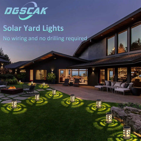 Garden with 4 Pack Solar Garden Lights Outdoor Waterproof LED Rock Lights For Pathway Driveway Backyard Patio Decor, nighttime setting