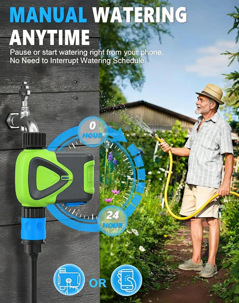 Smart Hose Timer No Hub Required With App Remote Control For Garden And Lawn Alexa And Google Voice Control Rain Delay