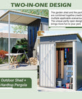 Waterproof 9.6 Ft By 2.3 Ft Storage Shed With Gazebo Porch 2-In-1 Lean-To Tool Storage Garden House Beefy Heavy Duty