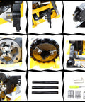 Heavy Duty Electric Pipe Threader 220V Threading Cutter tool details including precision alloy steel dies and accessories.