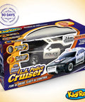 Packaging of Rechargeable Police RC Car For Kids With Lights And Siren, 2.4GHz, showing the toy car with graphics and features.