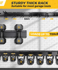 66 Inch Garage Tool Organizer Wall Mount With Adjustable Hooks Heavy Duty Metal Rack Up To 720 Lbs Anti Rust Storage Holder