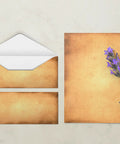 Old School Vintage Aged Parchment Paper Stationery Set With Double Sided Sheets And Matching Envelopes 100 Piece Pack 50