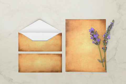 Old School Vintage Aged Parchment Paper Stationery Set With Double Sided Sheets And Matching Envelopes 100 Piece Pack 50