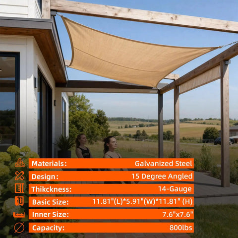 15 Degree Angle Slant Pergola Bracket Kit With 2 Way L Shaped Post Brackets And Stainless Steel Screws Fits 6x6 Lumber Actual 5.5x5.5 For Outdoor Pergola Porch Or Walkway Heavy Duty Q235 Steel 1 Pack