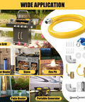Safety System Kit For Natural Gas Lines Three Quarter Inch ID 48 Inch Flexible Gas Hose with quick connect, elbows, and fittings