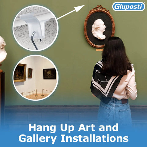 Clear Ceiling Grid Clips And S-Hook Hanging Kit, 50-Piece Drop Ceiling Decor Set for art gallery installation