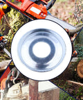 Clutch Washer, E-Clip, And Needle Bearing Kit for Stihl Chainsaws with washer detail and wood cutting background