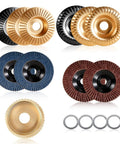 Pro Grade 15-Piece Wood Carving Disc Kit For 4 to 4.5 Inch Angle Grinders With 5/8 Inch Arbor, showing carving and flap discs