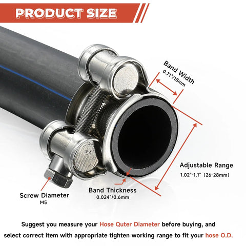 Top Shelf Adjustable T Bolt Hose Clamps Made From Bulletproof 304 Stainless Steel Heavy Duty Pipe Strap Set Gives You A Sweet Grip On One Point Zero Two To One Point One Zero Inch Tubing For Your Future Ride