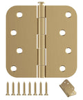 Rock Solid Heavy Duty Door Hinges Hit Four Inches Wide With Rounded Corners And A Slick Champagne Bronze Finish Engineered For Butter Smooth Swings On Any Interior Or Exterior Door Three Pack Bundle with screws.