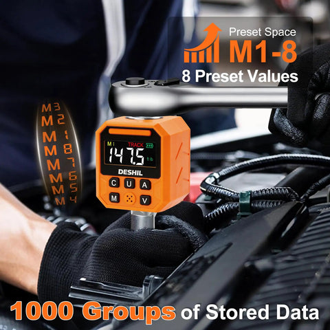 Digital Torque Adapter Set 1/2 Inch, Wide Range 7.4 To 147.5 Ft-Lb, 10 To 200 Nm, Pro Grade Torque Tool For Spark Plug Service, Bolts, Engine And Suspension Work, High Precision And Easy Readout on engine bay