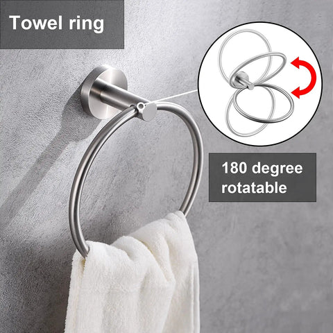 Brushed Nickel Toilet Paper Holder And Towel Ring Set 2 Piece Stainless Steel Bathroom Hardware Kit SUS304 Wall Mount