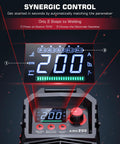 Large LED display of Dual Arc And Lift TIG Welder With Synergic Control, 200A MMA Inverter Welder, showing setup controls.