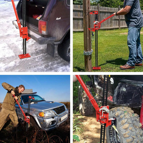 3 Ton Off Road Ratcheting Lift Jack 48 Inch Heavy Duty Utility Jack lifting vehicles and poles on rough terrain