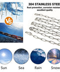 One Eighth Inch Stainless Steel Link Chain Heavy Duty Coil Chain With Carabiners Two Pack 6.5 Ft Each 304 Stainless Steel Safety Chains image