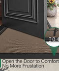 Hello Door Mat 17x30 No Slip Durable Rubber Entrance Doormat Low Profile Easy Clean shown under an open black door