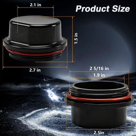 Two Pack Trailer Bearing Dust Cap With O Ring Grease Cover For Dexter Vortex Marine Trailers And Boat Hubs detailed view