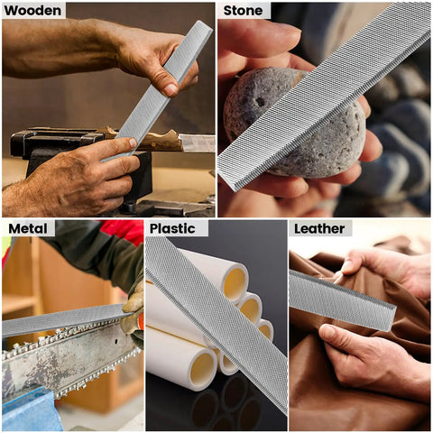 Flat Hand Metal File 8 Inch With Ergonomic Handle Pro Grade High Carbon Steel Bastard File for trimming and shaping multiple materials