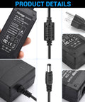 3 Prong 12V DC Power Supply Adapter, 36W Desktop AC To DC Converter, 3A Low Power Transformer For 12V Gear, Perfect For CCTV Cameras, Routers, LED Strips, Modems, And Other Small Electronics. Black plastic adapter with cord and plug